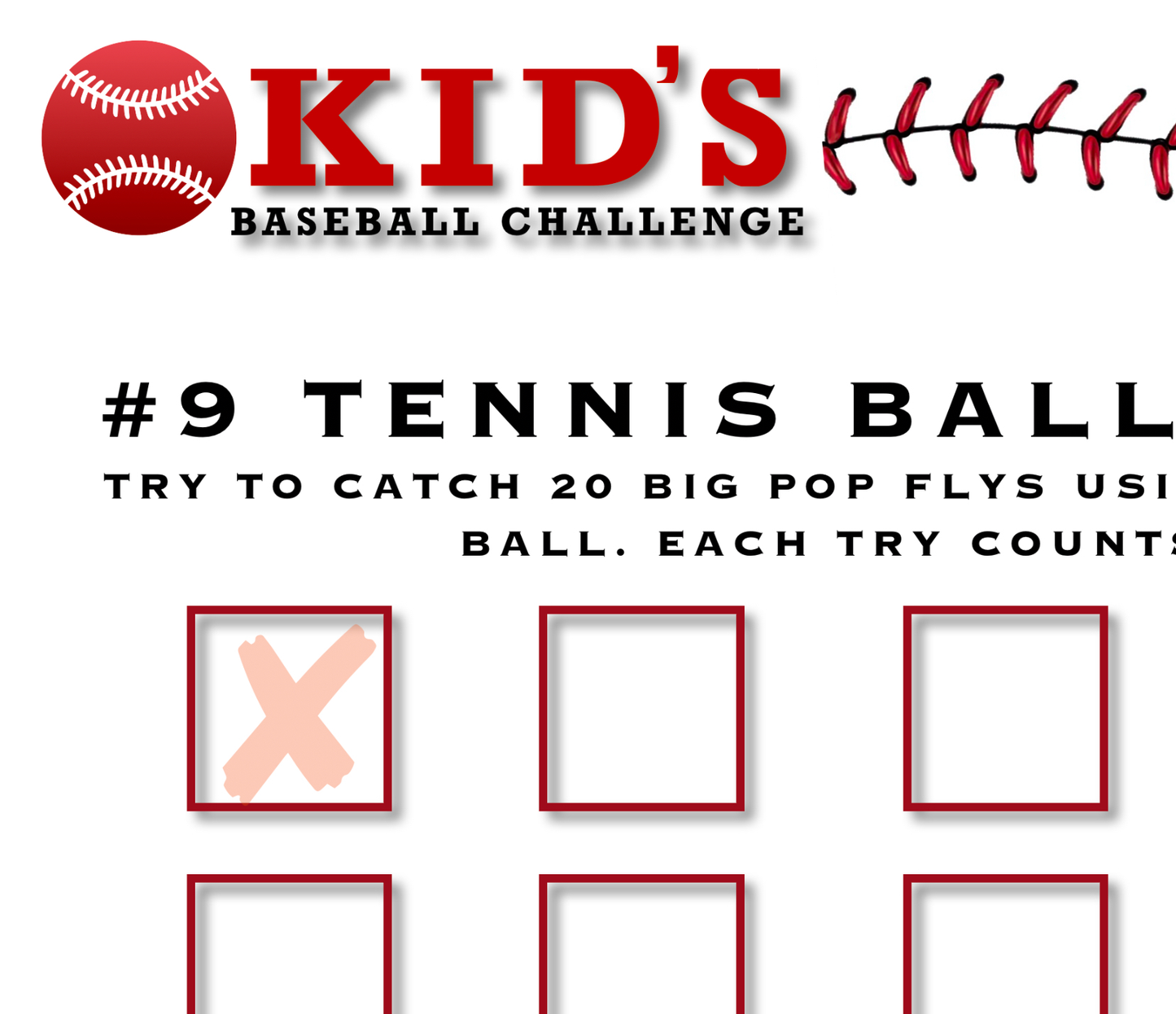 Kids Baseball Challenge set of 10